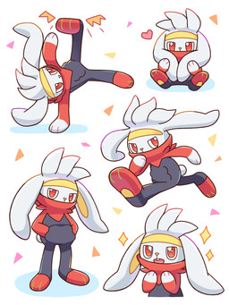 action_pose ambiguous_gender anthro buckteeth grey_hair hair heart_symbol looking_at_viewer open_mouth pawpads paws pose red_eyes running simple_background sitting solo sparkles tail teeth tongue nekogyo122 nintendo pokemon generation_8_pokemon lagomorph mammal pokemon_(species) raboot 2025 3:4 absurd_res hi_res