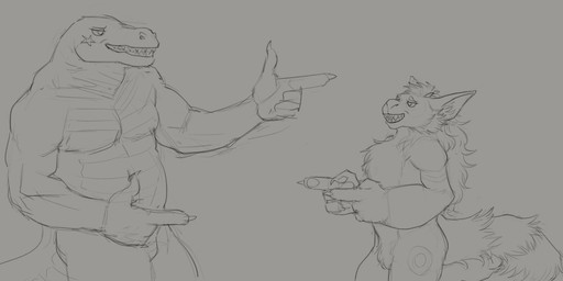 anthro belly big_belly cheek_tuft chest_tuft claws crotch_tuft duo facial_markings facial_tuft featureless_crotch finger_claws fingerpads fur grin head_markings male male_anthro markings musclegut muscular muscular_anthro muscular_male narrowed_eyes nude overweight overweight_anthro overweight_male pawpads pecs side_view simple_background smile standing star_(marking) striped_markings striped_tail stripes tail tail_markings tuft aduran mythology milo_(aduran) crocodile crocodilian dragon furred_dragon furred_scalie mythological_creature mythological_scalie reptile scalie absurd_res hi_res monochrome sketch