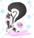 anthro black_hair clean_diaper clothed clothing diaper female hair solo wearing_diaper white_diaper rfswitched mammal mephitid skunk