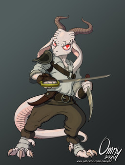 albino anthro dagger fantasy melee_weapon saber solo weapon omny87 kobold monster scalie hi_res