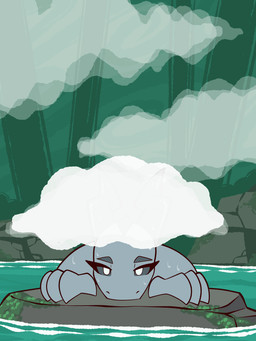 anthro areola biped bouncing_breasts breasts cloud detailed_background eyebrows female grey_body grey_tail horn lipstick looking_at_viewer makeup navel nipples nude nude_anthro nude_female partially_submerged solo standing tail water wet wet_body white_eyes whygena mythology milfnir dragon mythological_creature mythological_scalie scalie 2025 2d_animation 3:4 animated censored frame_by_frame