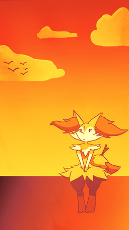 3_toes :< ambiguous_gender anthro black_body black_fur cloud dipstick_tail eyelashes feet fingers fur inner_ear_fluff markings multicolored_tail orange_body orange_fur orange_nose solo standing stick sunset tail tail_markings toes tuft white_body white_fur yellow_body yellow_fur unknownlifeform nintendo pokemon avian bird braixen canid canine generation_6_pokemon mammal pokemon_(species) 2016 digital_media_(artwork) hi_res wallpaper warm_colors