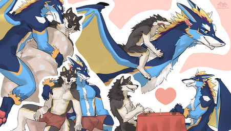 anthro arm_around_partner arm_around_shoulders athletic athletic_anthro athletic_male bedding blanket_burrito body_hair bottomwear chopsticks clothed clothing countershading date digitigrade dinner feral flying food fur happy happy_trail heart_symbol hug love male male/male male_anthro membrane_(anatomy) membranous_wings multicolored_body nude_anthro nude_male open_mouth open_smile pawpads pecs quadruped shorts size_difference smile snout tail tongue tongue_out topless topless_anthro topless_male white_body white_fur wings zephyxus mythology teryx favonius solaris teryx_commodore canid canine canis dragon furred_dragon furred_scalie mammal mythological_creature mythological_scalie scalie sun_dragon wolf 2025 hi_res