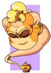 anthro belly big_belly breasts female frown fur ghost_tail huge_belly hyper hyper_belly magic_lamp obese overweight solo weight_gain superspoe activision crash_bandicoot_(series) coco_bandicoot bandicoot genie mammal marsupial 2022 hi_res