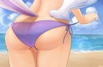 beach butt butt_shot clothing female rear_view seaside skindentation solo swimwear thigh_gap water wings telomere nijisanji nijisanji_en vtuber enna_alouette animal_humanoid avian avian_humanoid bird_humanoid humanoid winged_humanoid hi_res