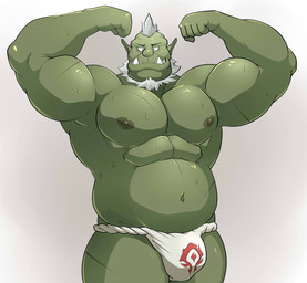 asian_clothing belly biceps clothed clothing east_asian_clothing flexing fundoshi green_body green_skin japanese_clothing male navel nipples not_furry pecs simple_background slightly_chubby solo topless underwear maldu humanoid orc hi_res