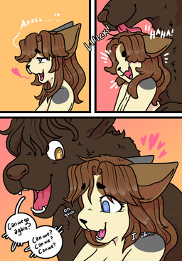 anthro breasts cleavage clothed clothing dialogue duo eager female interspecies licking male male/female personal_grooming requesting sex_request simple_background size_difference smaller_female smile social_grooming text tongue katlovesshrimp mythology bramble_(katlovesshrimp) bobtail_cat canid canine domestic_cat felid feline felis mammal mythological_canine mythological_creature werecanid werecanine werecreature werewolf comic digital_media_(artwork) english_text hi_res