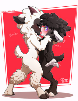 3_fingers anthro anthro_on_anthro arm_tuft biped black_body black_fur black_hair black_hooves black_sclera black_tail black_wool blue_eyes blush blush_lines brainwashing brown_blush butt cloven_hooves dominant dominant_male duo elbow_tuft female female_anthro fingers french_kissing fur fur_tuft green_eyes grey_body grey_ears grey_face grey_hands grey_pupils hair hairless_hands head_grab hooves horn hypnosis iris kissing leg_tuft looking_at_another looking_at_partner male male/female male_anthro mind_control moan multicolored_eyes narrowed_eyes neck_tuft nude nude_anthro nude_female nude_male outline pink_blush pink_eyes pink_text pink_tongue pupils purple_horn purple_pupils questionable_consent red_background red_text ringed_eyes short_hair short_tail simple_background standing tail text tongue touching_hair tuft unguligrade white_background white_body white_ears white_eyes white_face white_fur white_hair white_hands white_hooves white_outline white_tail white_tuft white_wool wide_eyed wool_(fur) wool_hair yellow_eyes bere_dolly_art daydream_critters mob_entertainment nightmare_critters poppy_playtime baba_chops_(poppy_playtime) billy_shanks_(daydream_critters) bovid caprine goat mammal sheep 2026 dated hi_res shaded