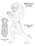 anthro bottomwear breasts claws clothed clothing dialogue female fur hair midriff navel offscreen_character pawpads profanity skirt solo tail tail_tuft text tuft arania the_cabin_in_the_woods_(arania) amanda_(tcitw) felid lion mammal pantherine 2023 english_text hi_res monochrome herm_(lore)