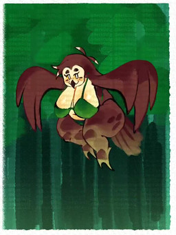 anthro avian_feet big_breasts bikini border breasts brown_body brown_feathers clothing eyelashes feathers female flying freckled_face freckles front_view green_bikini green_clothing green_swimwear huge_breasts looking_at_viewer navel smile solo swimwear tail tail_feathers tan_body tan_feathers thick_thighs two-piece_swimsuit white_border white_eyes wide_hips winged_arms wings berkdolg avian bird owl animated short_playtime video