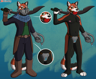 anthro ball_gag balls bdsm bondage bound chastity_belt chastity_device fur gag gagged genitals lock_symbol male melee_weapon metal_chastity_belt nipples nude nude_anthro nude_male penis solo sword tail weapon wearing_chastity_belt wearing_chastity_device x-ray_view ollieotty orderic ailurid mammal red_panda hi_res nonbinary_(lore)