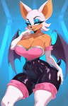 anthro armwear big_breasts bodysuit breasts clothed clothing female glistening glistening_bodysuit glistening_clothing glistening_eyeshadow glistening_skinsuit legwear looking_at_viewer membrane_(anatomy) membranous_wings skinsuit solo tight_clothing wings kuroran sega sonic_the_hedgehog_(series) rouge_the_bat bat mammal 2025 absurd_res digital_media_(artwork) hi_res