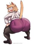 big_butt black_eyes blonde_hair blush blush_stickers bottomwear butt clothing female footwear funny_post_number hair huge_butt inner_ear_fluff legwear looking_at_viewer looking_back open_mouth shirt shoes skirt solo thigh_highs tight_bottomwear tight_clothing tight_skirt topwear tuft twerking white_body white_skin kryadrawgin tsukihime type-moon neco-arc animal_humanoid cat_humanoid felid felid_humanoid feline feline_humanoid humanoid mammal mammal_humanoid absurd_res hi_res