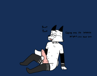 animal_genitalia animal_penis anthro armwear balls big_balls big_penis bodily_fluids breath canine_genitalia canine_penis clothing collar dripping edging erection eyewear femboy genital_fluids genitals glasses holding_penis huge_penis knot long_socks male masturbation nerd panting penile penile_masturbation penis precum precum_drip solo text vein veiny_penis foxfreeguy roddy_(foxfreeguy) canid canine fox mammal absurd_res alpha_channel english_description english_text hi_res
