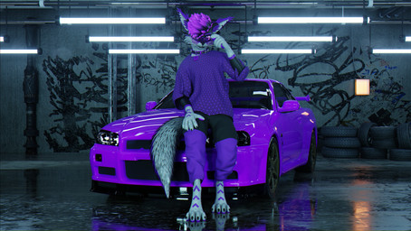 anthro car eyewear inside leaning leaning_backward leaning_on_object male solo sunglasses vehicle sanythefox canid canine mammal rexouium 3d_(artwork) absurd_res digital_media_(artwork) hi_res