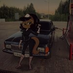 anthro breasts car female photo_background solo tail vehicle nickelodeon t.u.f.f._puppy kitty_katswell domestic_cat felid feline felis mammal 1:1 hi_res photography_(artwork)