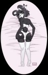 ahoge anthro bed black_body black_eyes black_fur black_hair butt cheeky_panties clothed clothing female fingers fur furniture glistening glistening_body glistening_hair glistening_skin hair hand_on_butt heart_eyes heart_symbol legwear looking_at_viewer looking_back lying on_bed on_front open_mouth panties partially_clothed presenting presenting_hindquarters short_hair simple_background skindentation solo stockings teeth thigh_highs tongue topless transparent_background underwear white_body white_clothing white_fur white_panties white_underwear luxurias ken_ashcorp kenny_(kenashcorp) bear giant_panda mammal 2019 absurd_res alpha_channel digital_drawing_(artwork) digital_media_(artwork) hi_res