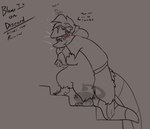 annoyed anthro carried duo fangs fluffy larger_male long_tail male size_difference smaller_male stairs struggling tail teeth text tired possumgod radar_(radarthepossum) ryder_the_pirate_(possumgod) american_opossum mammal marsupial english_text hi_res sketch