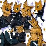 abs anthro clothed clothing eyewear knife male multiple_poses muscular muscular_male pecs pose solo sunglasses tongue tongue_out topless lumii night_in_the_woods gregg_lee canid canine fox mammal 1:1 absurd_res hi_res