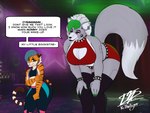 anthro bashful bent_over blush breasts cleavage cleavage_cutout clothed clothing cutout dialogue duo ellipsis female femboy feminization green_hair hair hand_on_arm lipstick machine makeup male male/female mommy_kink pink_hair text victhetiger five_nights_at_freddy's five_nights_at_freddy's:_security_breach scottgames steel_wool_studios roxanne_wolf victor_alice_reed animatronic canid canine canis felid mammal pantherine robot tiger wolf 2022 4:3 absurd_res digital_media_(artwork) english_text hi_res