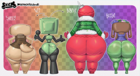 big_butt black_body bottomless bottomless_female bottomless_humanoid bottomwear brown_body brown_clothing brown_dress butt butt_chart cellulite clothed clothed_female clothed_humanoid clothing dress electronics female female_humanoid for_a_head green_body green_bottomwear green_clothing green_pants green_topwear group holding_microphone holding_object huge_butt microphone pants patreon_logo purple_clothing purple_topwear rear_view red_body tail tail_ridge tan_body text thick_thighs topwear topwear_only wide_hips toastysnacktime blushcrunch_studio dandy's_world patreon bassie_(dandy's_world) bobette_(dandy's_world) shelly_(dandy's_world) vee_(dandy's_world) ammonite aquatic cephalopod humanoid mollusk object_head prehistoric_species tailed_humanoid toon_(dandy's_world) 2025 character_name digital_media_(artwork) url