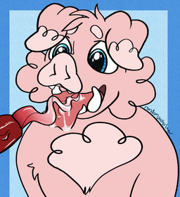 animal_genitalia animal_penis anthro blue_eyes bodily_fluids chest_tuft cum drooling duo fellatio female floppy_ears fluffy folded_ears fur genital_fluids genitals male male/female open_mouth oral penile penis pig_snout pink_body pink_fur pink_tongue porcine_penis saliva sex sharp_teeth snout tapering_penis teeth tongue tuft tusks randompasserbyer microsoft minecraft mojang xbox_game_studios deme_(randompasserbyer) domestic_pig mammal piglin suid suine sus_(pig) hi_res