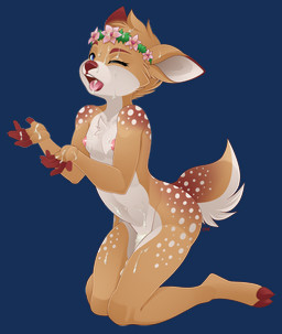 adolescent anthro areola blue_eyes bodily_fluids breasts chest_tuft cum cum_in_hair cum_on_breasts cum_on_ear cum_on_eye cum_on_face cum_on_hand cum_on_leg cum_on_tongue cum_on_vulva eyelashes female genital_fluids hair kneeling long_eyelashes navel nipple_dip nipples nude open_mouth small_breasts solo spots tongue tuft young b-ern deer mammal 2025 alpha_channel hi_res