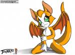 anthro biped female fur genitals green_eyes looking_at_viewer membrane_(anatomy) membranous_wings orange_body orange_fur pussy simple_background sitting solo white_background white_body white_fur wings tooners dust:_an_elysian_tail fidget_(elysian_tail) bat mammal nimbat hi_res watermark