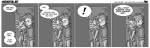 anthro arthur_mathews awkward blush closet comic conditional_dnp dialogue domestic_cat duo english_text exclamation_point felid feline felis female greyscale hair human implied_erection jollyjack kat_vance male mammal monochrome sequential_art side_view tail text