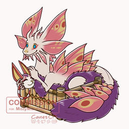 >_< animal_mask bamboo bamboo_object bamboo_structure blue_eyes box container daww eating eating_food eyes_closed feeding feral fox_mask fur happy heart_reaction in_box in_container male mask purple_body purple_fur purple_tail solo tail text white_body white_fur canes-cm capcom monster_hunter aquatic fish leviathan_(mh) mizutsune sushifish_(mh) 1:1 animated commissioner_name