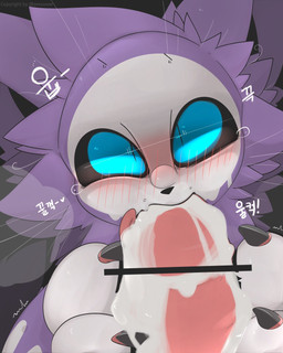 anthro big_penis black_sclera blue_eyes blush bodily_fluids censor_bar claws cum cum_in_mouth cum_inside disembodied_penis ejaculation fur fur_markings genital_fluids genitals hair ineffective_censorship looking_at_viewer male male/male markings multicolored_body multicolored_fur oral oral_penetration pawpads paws penetration penis purple_body purple_fur solo_focus sound_effects tears tongue tremble_spikes two_tone_body two_tone_fur white_body white_fur presto_(artist) presto_(character) domestic_cat felid feline felis mammal 4:5 censored colored hi_res