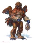 anthro barazoku beak biceps biped crotch_tuft feathered_wings feathers feet holding_object male musclegut muscular muscular_anthro muscular_male nude orange_body orange_feathers pecs simple_background solo tail tail_feathers talons tan_body tan_feathers toes tuft white_background wings taran_fiddler weretober avian bird chicken galliform gallus_(genus) phasianid were wereavian werebird werechicken 2023 4:5 digital_media_(artwork) hi_res