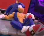 anthro clothing footwear genitals glistening glistening_body glistening_genitalia glistening_penis gloves green_eyes hand_on_penis handwear male penis shoes smile smirk socks solo chess_buncoon ratwork sega sonic_the_hedgehog_(series) sonic_the_hedgehog eulipotyphlan hedgehog mammal 3d_(artwork) 6:5 absurd_res digital_media_(artwork) hi_res