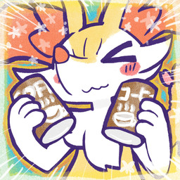 >_< ambiguous_anthro ambiguous_gender anthro biped border can container eyes_closed focus_lines food front_view holding_can holding_coffee holding_container holding_object object_in_tail outline shrimp_(food) solo tail text wavy_mouth annyui0611 nintendo pokemon braixen canid generation_6_pokemon mammal pokemon_(species) 1:1 2025 bust_portrait digital_drawing_(artwork) digital_media_(artwork) english_text hi_res japanese_text portrait translated