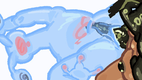 ambiguous_gender anthro breasts duo from_front_position gynomorph humanoid_on_anthro intersex lying missionary_position nipple_piercing nipples nude on_back penetration penis_tentacles piercing sex tentacle_in_vagina tentacle_penetration tentacles translucent vaginal vaginal_penetration juniperjyode nintendo splatoon splatoon_3:_side_order aux_(juniperjyode) cipher_(splatoon) aquatic arthropod cephalopod crustacean decapod humanoid malacostracan mollusk octarian octoling prawn shrimp 2d_animation animated frame_by_frame loop