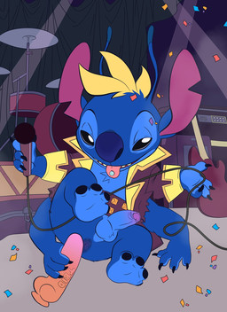 4_arms 4_fingers 4_toes amplifier anal anal_masturbation antennae_(anatomy) anthro anus balls black_claws blonde_hair blue_body blue_fur blue_nose chest_tuft claws clothing confetti dildo dipstick_antennae drum drum_set electric_guitar electronics erection feet finger_claws fingers foreskin fur genitals guitar hair holding_dildo holding_object holding_sex_toy humanoid_genitalia humanoid_penis male masturbation microphone multi_arm multi_limb multicolored_antennae musical_instrument notched_ear penis percussion_instrument piercing plucked_string_instrument sex_toy shortstack shortstack_male solo string_instrument toes tongue tongue_piercing torn_clothing tuft tbid disney disney_lorcana lilo_and_stitch stitch_(lilo_and_stitch) alien experiment_(lilo_and_stitch) 2022 hi_res