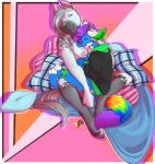 anthro clothed clothing duo femboy fur hair hug lgbt_pride male male/male multicolored_tail open_mouth pillow pride_color_tail pride_colors rainbow_pride_colors sitting six-stripe_rainbow_pride_colors smile tail captainchaos flein_silvermane icarus_skyhawk equid equine horse lagomorph leporid mammal rabbit hi_res