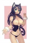 big_breasts breasts clothed clothing curvy_figure female green_eyes hair purple_hair skimpy solo voluptuous celebrated_earl animal_humanoid cat_humanoid felid felid_humanoid feline feline_humanoid humanoid mammal mammal_humanoid absurd_res hi_res letterbox