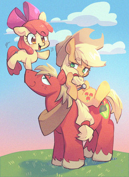 accessory balancing bow_ribbon clothing cloud cowboy_hat eyelashes female feral freckled_face freckles grass group hair_accessory hair_bow hair_ribbon hat headgear headwear lying male motion_lines on_back plant ribbons sky smile trio sanjiro friendship_is_magic hasbro my_little_pony apple_bloom_(mlp) applejack_(mlp) big_macintosh_(mlp) earth_pony equid equine horse mammal pony brother_(lore) brother_and_sister_(lore) sibling_(lore) sister_(lore) sisters_(lore)
