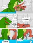 anal anal_penetration anthro anus bandai_namco black_penis comic crocodile crocodilian dialogue digimon digimon_(species) digital_media_(artwork) dragon duo explicitly_stated_nonconsent forced genitals guilmon half-erect hector21314 male male/male male_penetrated male_penetrating male_penetrating_male mythological_creature mythological_scalie mythology nude penetration penis rape reptile scalie sex spanish_text swimming_pool tail text thick_penis translated water