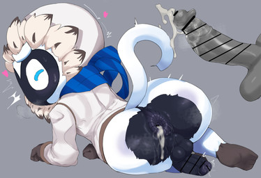 after_sex anthro bodily_fluids clothed clothing cum cum_inside genital_fluids heart_symbol male male/male partially_clothed scarf snowstorm_(bloons) sweat tail man0. bloons_tower_defense ninja_kiwi ice_monkey_(bloons) haplorhine humanoid mammal monkey primate hi_res