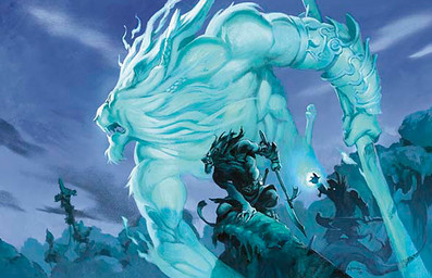 anthro aura duo_focus forest group illusion jungle magic magic_user male melee_weapon outside plant polearm shaman sky spear spell tree tribal_spellcaster weapon jesper_ejsing hasbro magic:_the_gathering wizards_of_the_coast ajani_goldmane catfolk felid leonin mammal pantherine official_art traditional_media_(artwork)