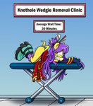 absurd_res anthro archie_comics bed butt clenched_teeth clothed clothing detailed_background english_text female furniture herpestid hi_res hospital hospital_bed loverk90 mammal mina_mongoose mongoose pain sega side_view sign solo sonic_the_hedgehog_(archie) sonic_the_hedgehog_(comics) sonic_the_hedgehog_(series) teeth text wedgie wedgie_fetish