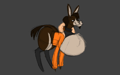 big_breasts breasts choker clothing female feral jewelry leggings legwear necklace solo sweatshirt jaspertmutt busty_bray asinus donkey equid equine mammal 16:10 hi_res widescreen