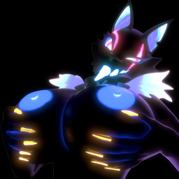 anthro areola big_breasts black_body blue_areola blue_nipples blue_sclera blue_vulva bodily_fluids breasts cheek_tuft choker facial_tuft female fingernails fur_trim_(clothing) genitals glowing glowing_eyes glowing_markings glowing_nipples huge_breasts jewelry long_fingernails markings nails necklace nipples notched_ear red_eyes solo tuft vulva kataou_(artist) nyaasapphire_(modeler) epic_games fortnite pack_leader_highwire canid canine canis mammal wolf 1:1 3d_(artwork) alpha_channel digital_media_(artwork) hi_res