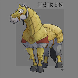armor black_hair feral fur grey_body grey_fur hair hooves looking_away male quadruped solo mcfan heiken draft_horse equid equine horse mammal 1:1 2025 hi_res