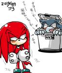 anthro big_eyes big_head comic echidna eulipotyphlan hedgehog japanese_text knuckles_the_echidna male mammal monotreme sega simple_background sonic_the_hedgehog sonic_the_hedgehog_(series) text toony translation_request urahyu white_background