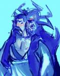 blush bodily_fluids duo human_on_humanoid imminent_sex interspecies licking male male/male nipples not_furry saliva tongue tongue_out sinisk samurai_jack aku samurai_jack_(character) demon human humanoid mammal