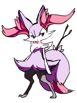 ambiguous_anthro ambiguous_gender anthro biped digitigrade featureless_chest featureless_crotch flat_chested front_view mouth_closed nude_ambiguous nude_anthro object_in_tail simple_background solo standing stick stick_in_tail tail three-quarter_view tattanbu nintendo pokemon braixen canid generation_6_pokemon mammal pokemon_(species) shiny_pokemon 2015 colored digital_drawing_(artwork) digital_media_(artwork) full-length_portrait japanese_description portrait sketch translated_description