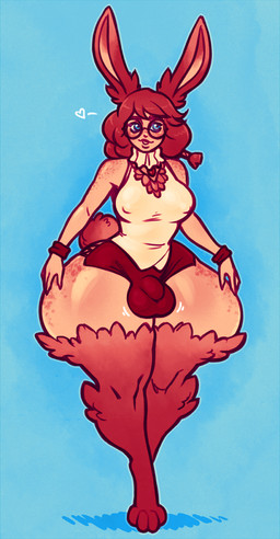blue_background blue_eyes blush breasts bulge detailed_bulge eyewear fur glasses gynomorph hair intersex nipple_outline red_body red_fur red_hair round_glasses simple_background smile solo thick_thighs wide_hips fwingerz league_of_legends riot_games tencent aurora_(lol) animal_humanoid humanoid lagomorph lagomorph_humanoid leporid_humanoid mammal mammal_humanoid rabbit_humanoid 2024 hi_res